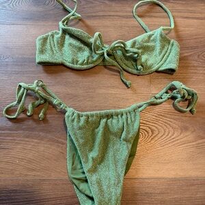 Green Bikini Set with Tie Details